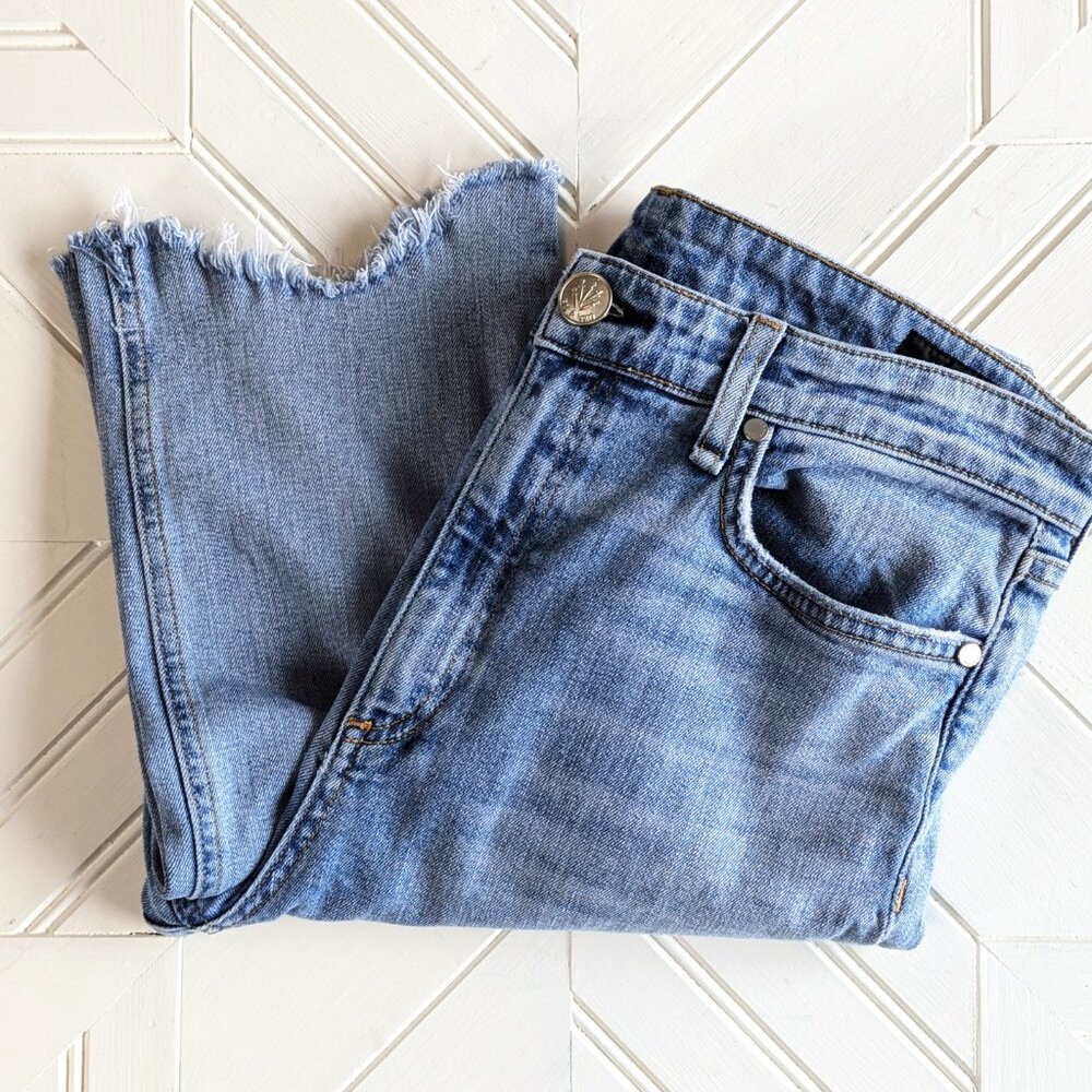RAG & BONE Size 30 Light Wash Nina High-Rise Cigarette Raw Hem Ankle Jeans
